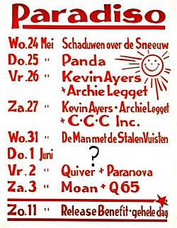 Golden Earring show announcement June 11 1972 Amsterdam - Paradiso